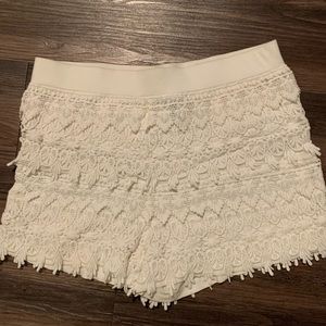 Express white ruffle shorts
